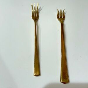 2 Dirilyte Goldware Empress Seafood Cocktail Forks MCM